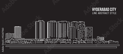 Cityscape Building Line art Vector Illustration design - Hyderabad city