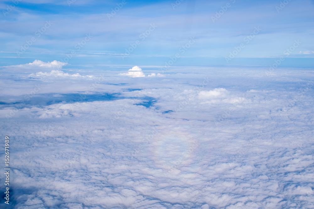 Top view white cloud and blue sky