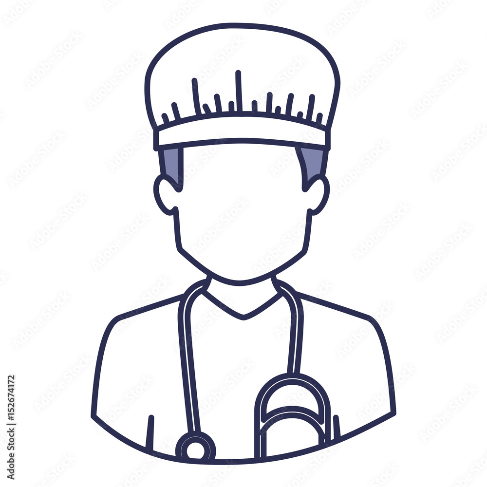 blue contour of half body of faceless male nurse vector illustration blue contour of half body of faceless male nurse vector illustration