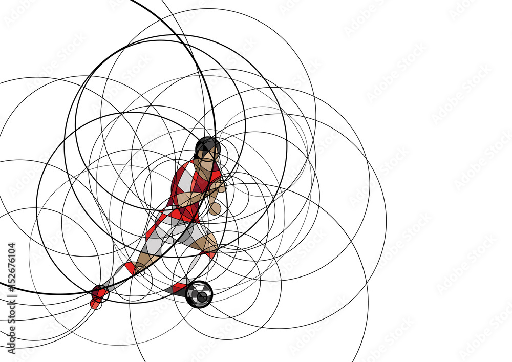 Abstract image of soccer or football player with ball, made with circle