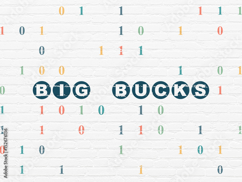 Business concept: Big bucks on wall background