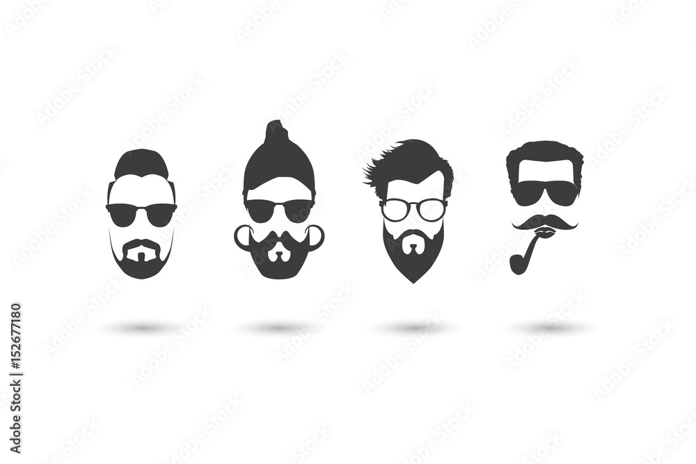 Hipster faces vector illustration set. Hipster faces vector illustration set.