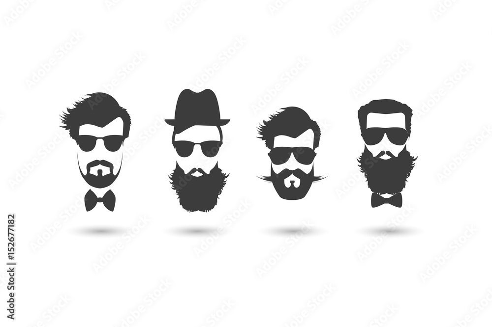 Hipster faces vector illustration set.