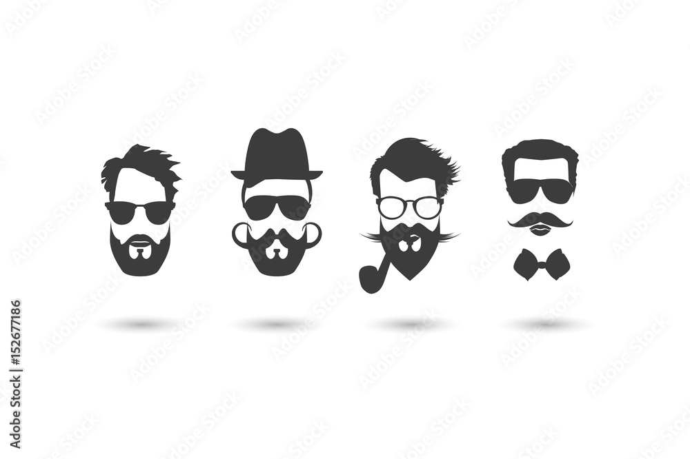 Hipster faces vector illustration set. Hipster faces vector illustration set.