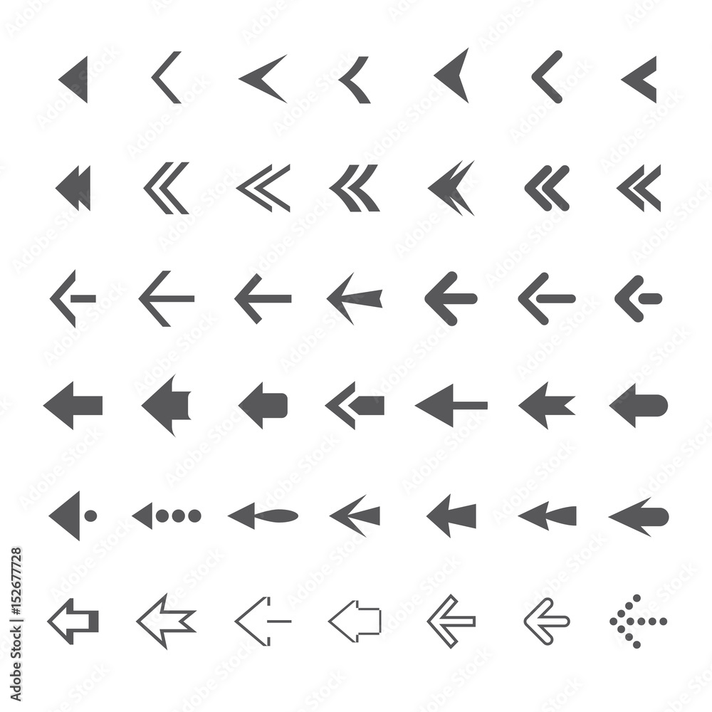 Set of grey vector arrows Set of grey vector arrows