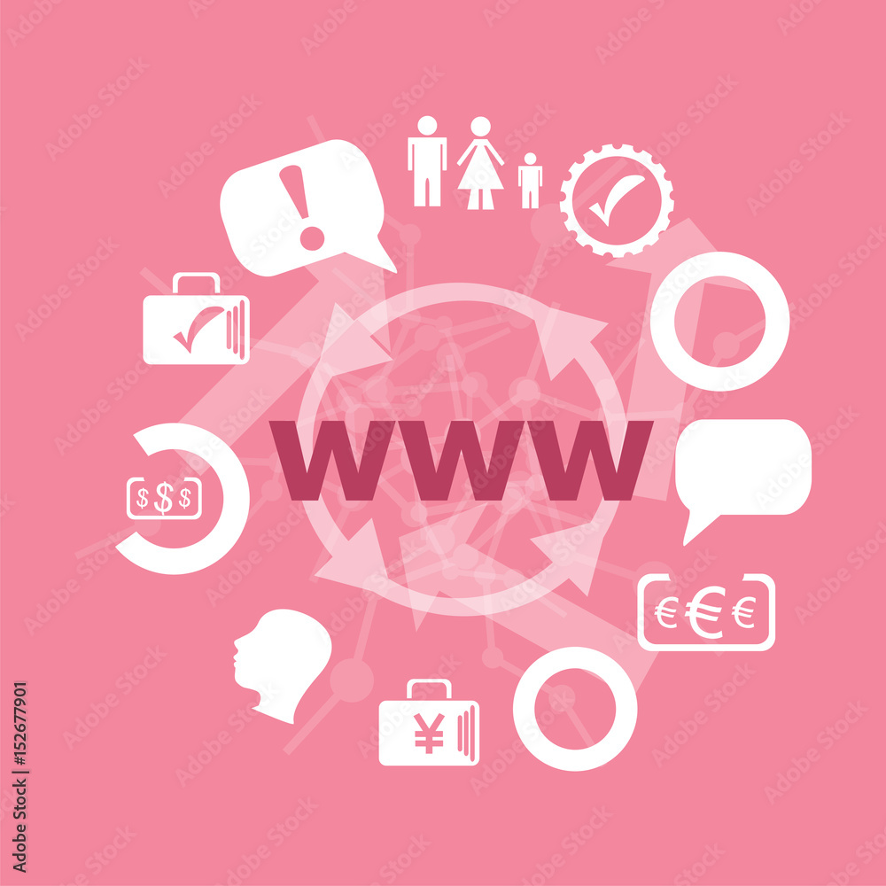 Text www. Web design concept . Icons set. Flat pictogram. Sign and symbols for business, finance, shopping, communication, education Text www. Web design concept . Icons set. Flat pictogram. Sign and symbols for business, finance, shopping, communication, education