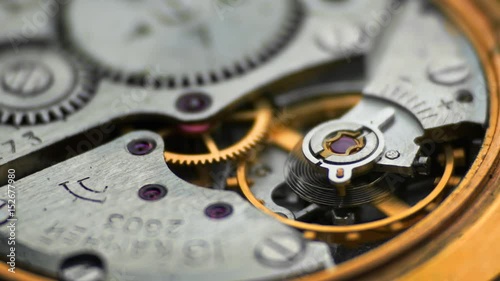 Wallpaper Mural Watch Mechanism / Clockwork / Time Keeping. Oscillating movement of an old mechanical wind up wristwatches. Macro close-up shot. Torontodigital.ca