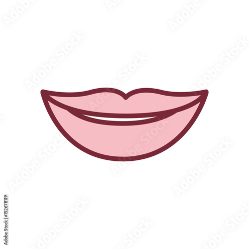 pink silhouette of lips smiling vector illustration
