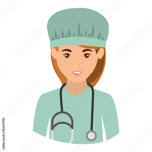 colorful portrait half body of nurse vector illustration