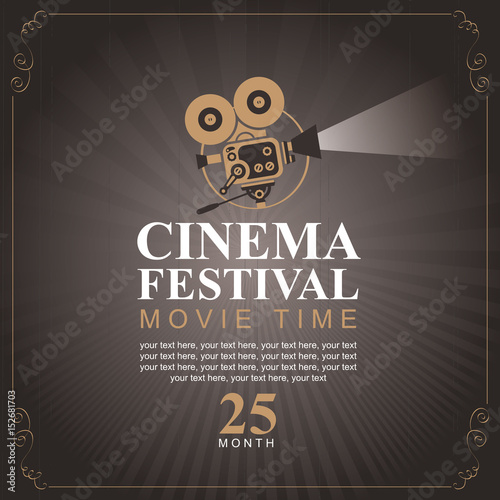 Vector cinema movie festival poster with old fashioned movie camera. Can used for banner, poster, web page, background