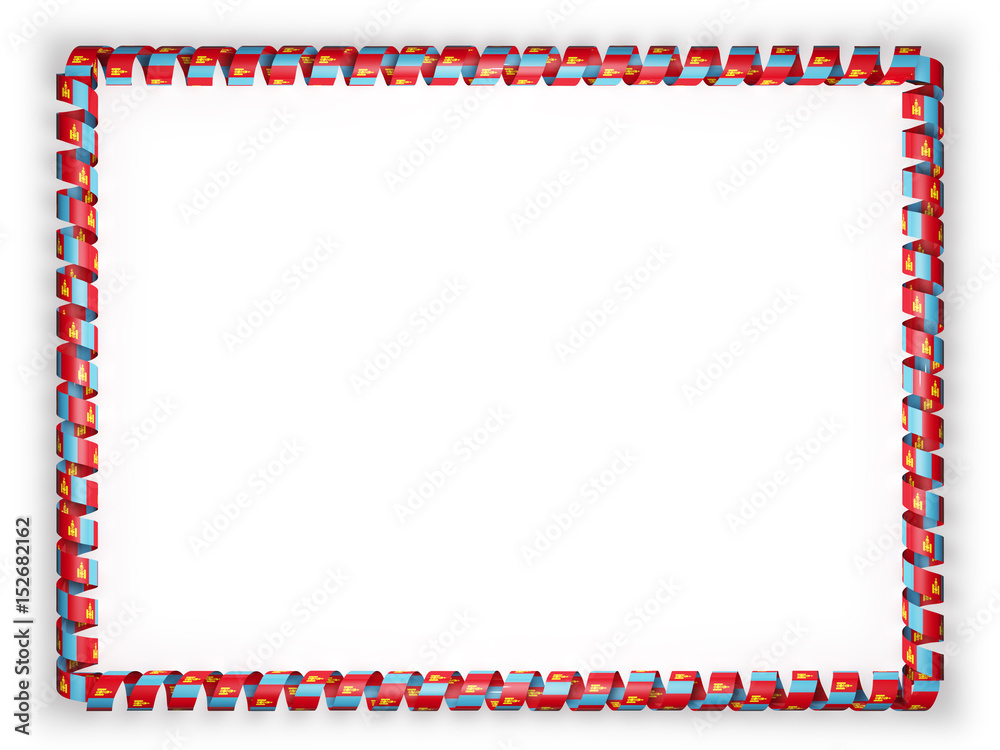 Frame and border of ribbon with the Mongolia flag. 3d illustration Frame and border of ribbon with the Mongolia flag. 3d illustration