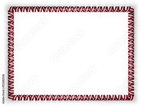Frame and border of ribbon with the Latvia flag. 3d illustration