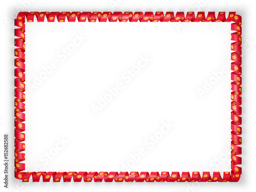 Frame and border of ribbon with the Kyrgyzstan flag. 3d illustration