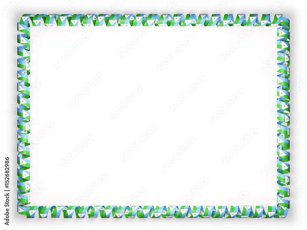 Frame and border of ribbon with the Djibouti flag. 3d illustration Frame and border of ribbon with the Djibouti flag. 3d illustration