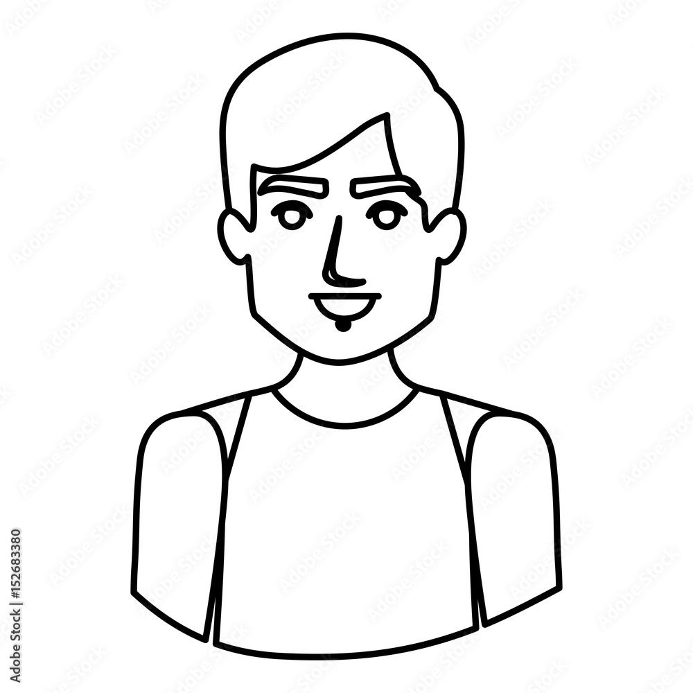monochrome contour half body of male dancer vector illustration monochrome contour half body of male dancer vector illustration