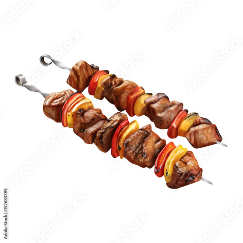Vector realistic illustration of fried barbecue meat.