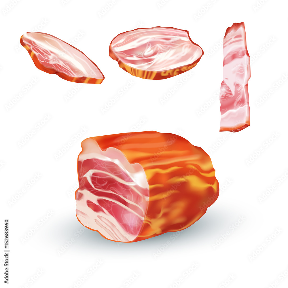Vector realistic illustration of bacon. Vector realistic illustration of bacon.