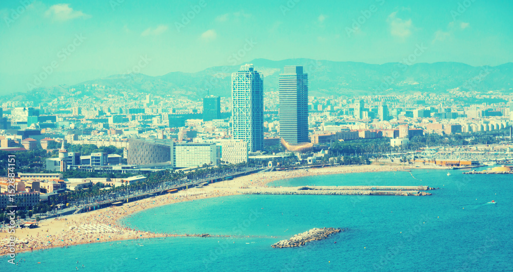 Fototapeta premium aerial view of Barcelona from Mediterranean