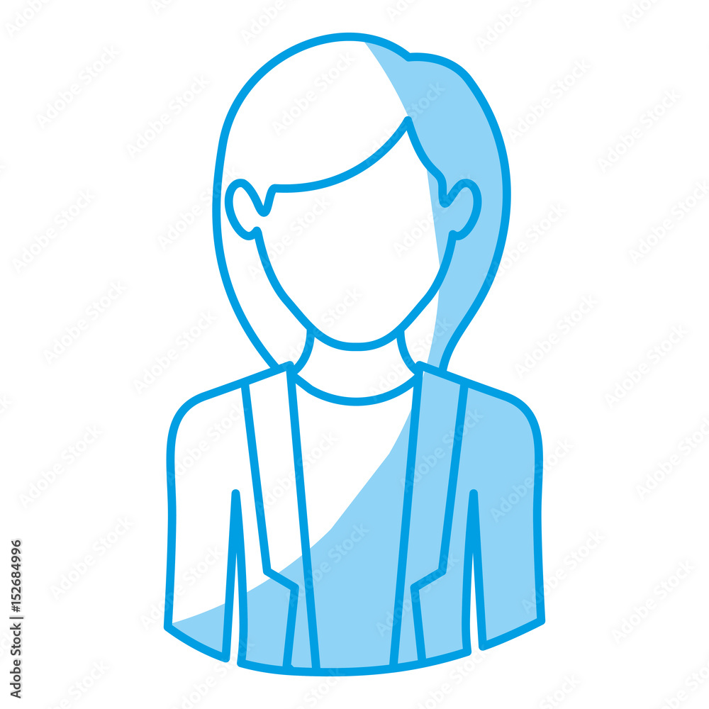 blue silhouette with half body of faceless woman with formal suit vector illustration blue silhouette with half body of faceless woman with formal suit vector illustration
