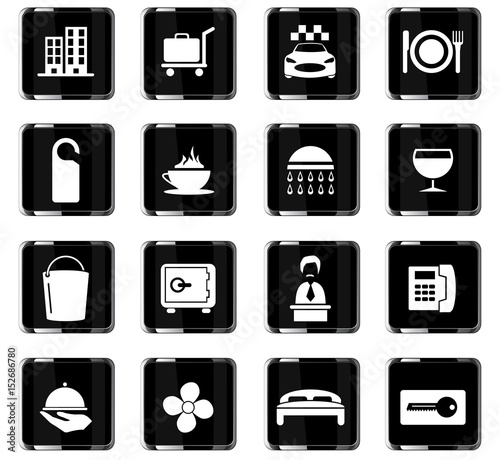 hotel room services icon set