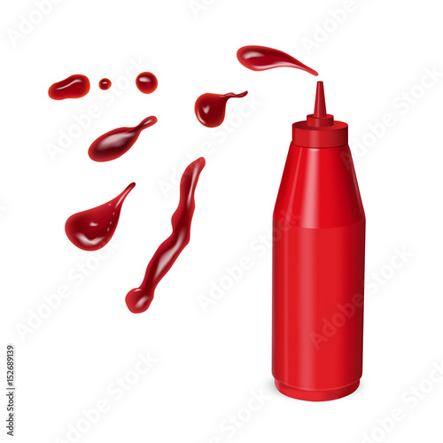 Vector realistic colorful illustration of ketchup.