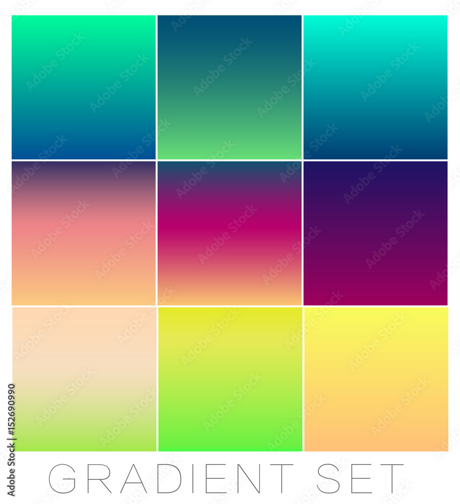 Set of bright gradients for the background. Color Collection