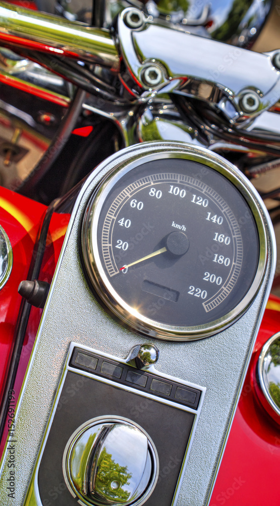 Мotorcycle speedometer closeup