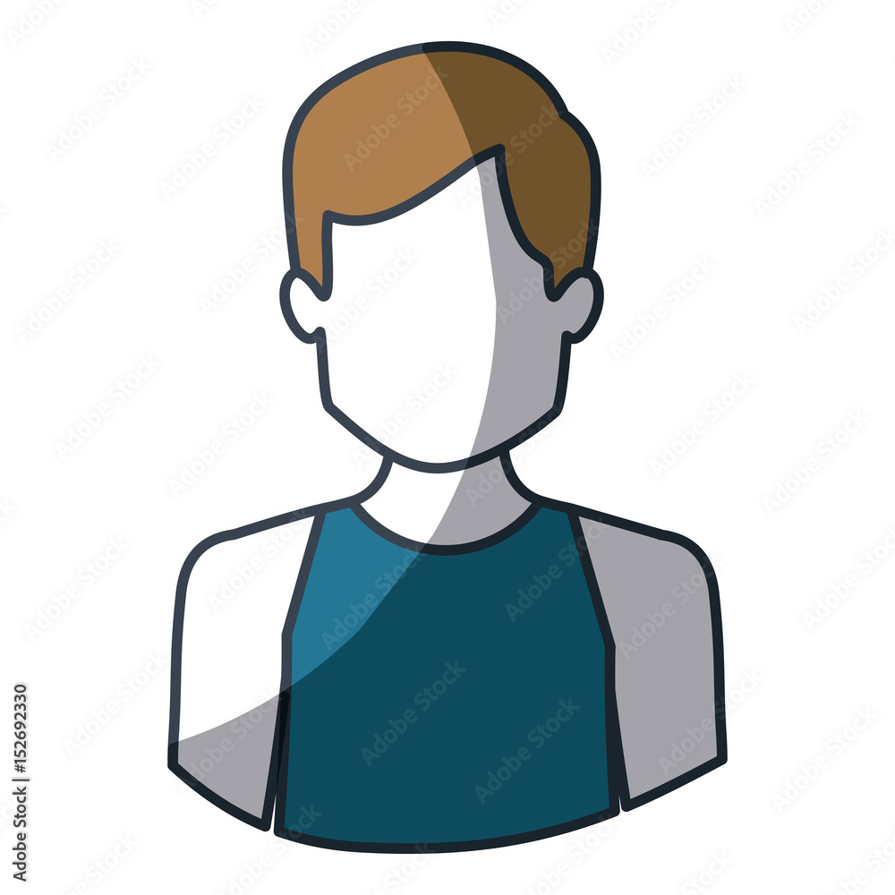 color silhouette and thick contour of half body of faceless male dancer vector illustration