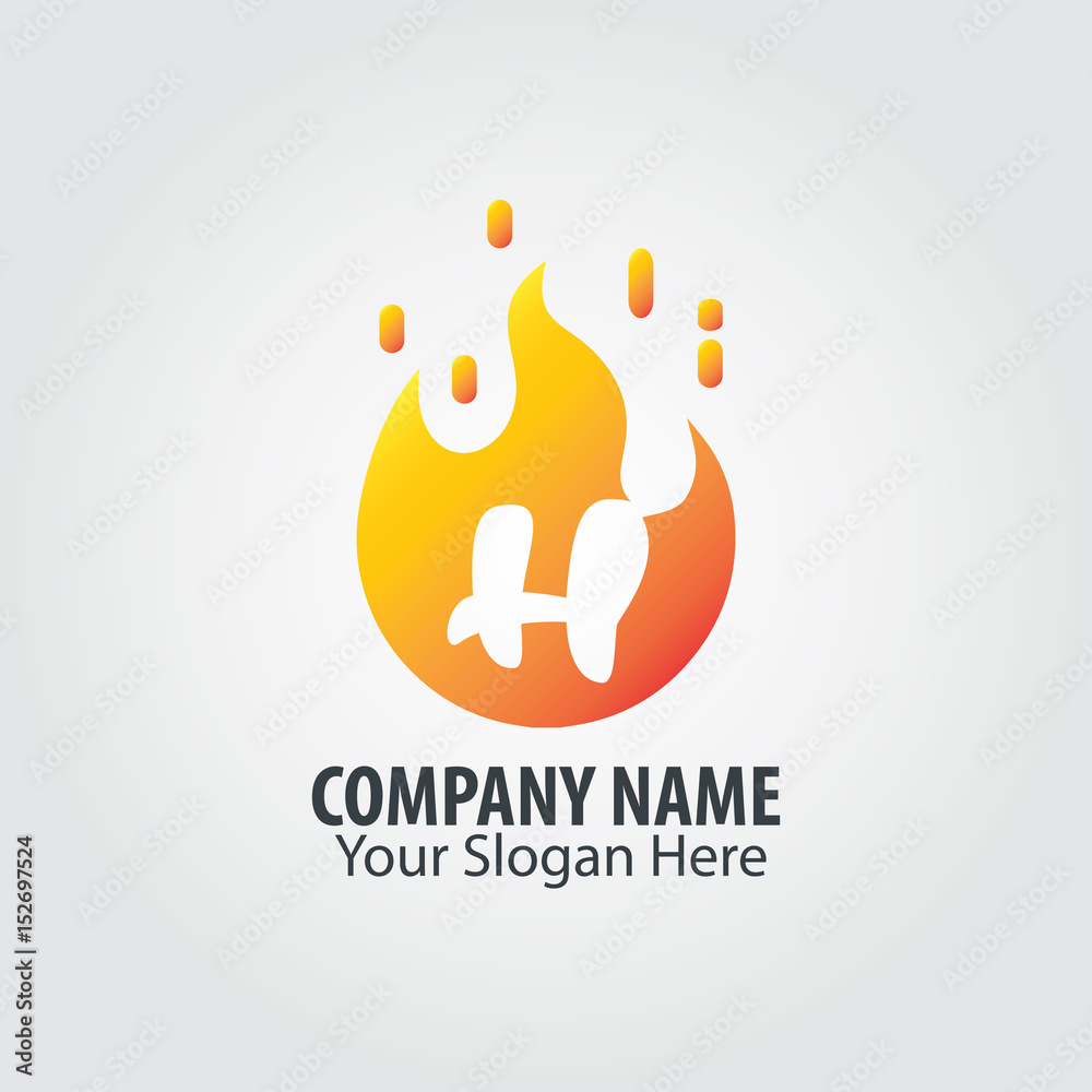 Fototapeta premium Initial Letter H Fire Design Logo