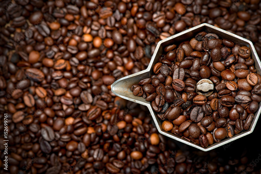 Fototapeta premium Italian Coffee Maker with Coffee Beans