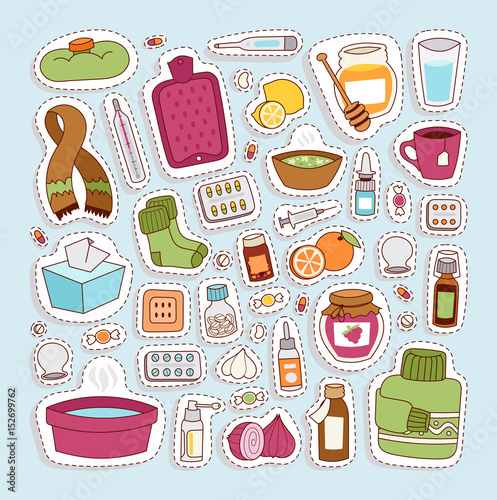 Flu influenza icons vector.