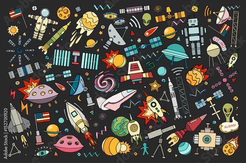 Obraz na płótnie Cartoon vector illustration of space