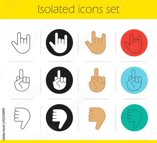 Hand gestures icons set