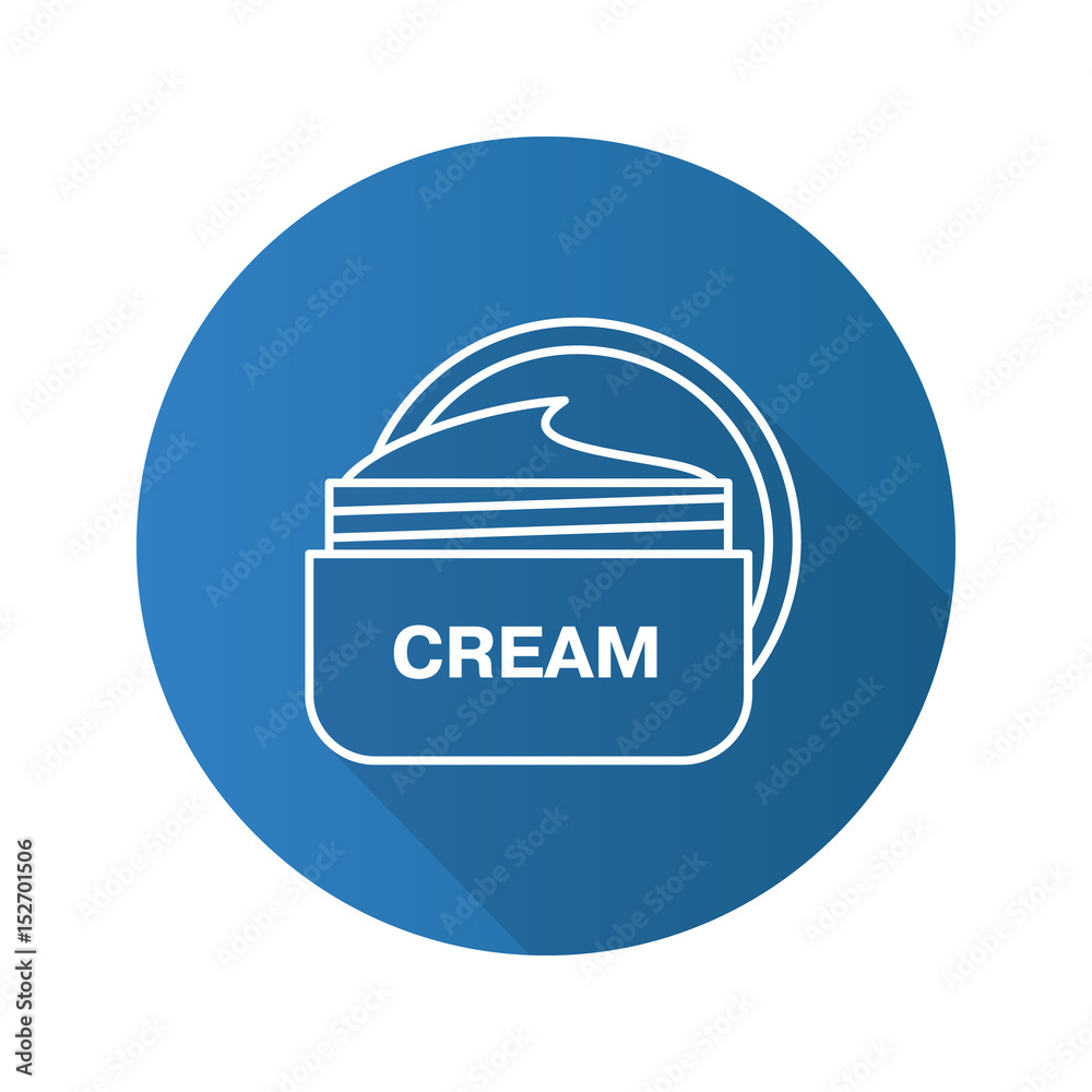 Fototapeta premium Face cream jar flat linear long shadow icon