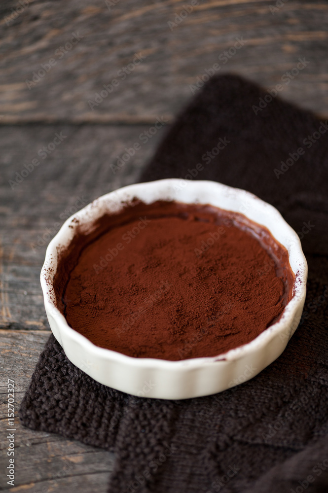 Chocolate souffle with walnuts and cocoa powder Chocolate souffle with walnuts and cocoa powder