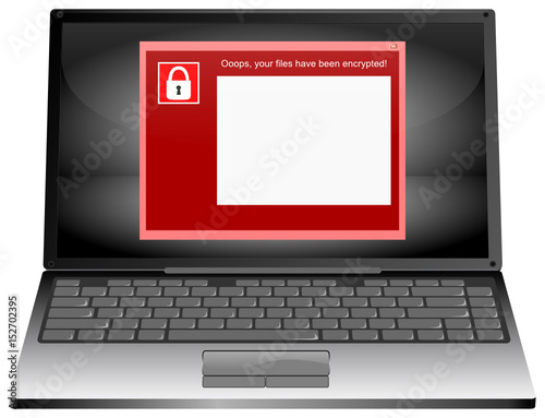 Laptop with malware wannacry Virus - 3D illustration