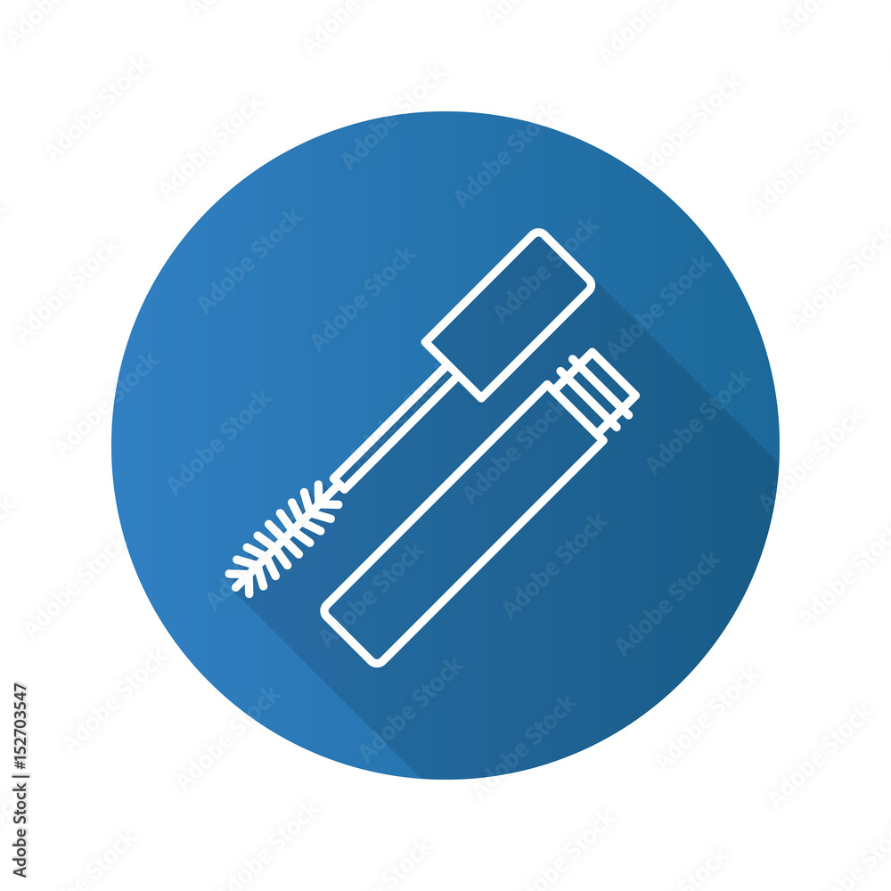 Mascara flat linear long shadow icon Mascara flat linear long shadow icon