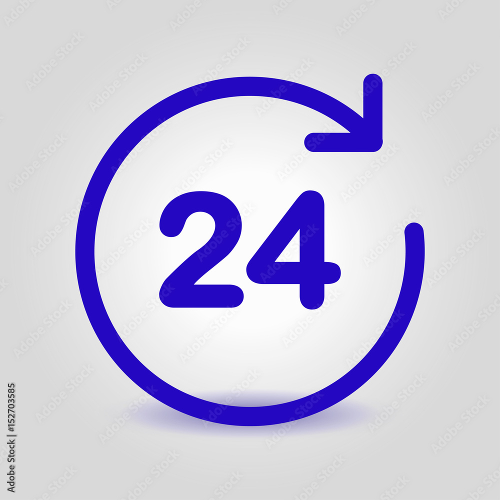 Open around the clock hours a day icon. Open around the clock hours a day icon.