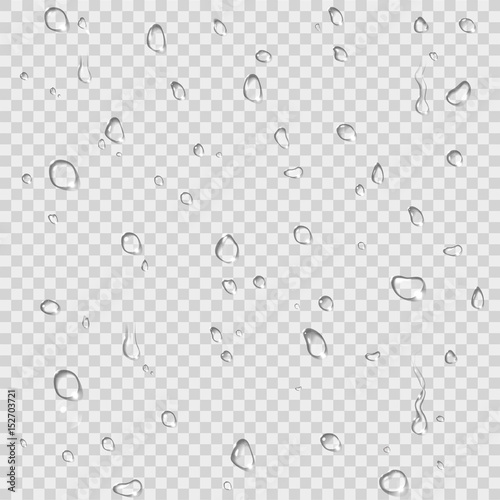 Water rain drops realistic isolated droplets on transparent background