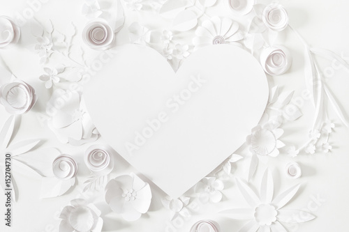 Wallpaper Mural heart frame with white paper flower Torontodigital.ca
