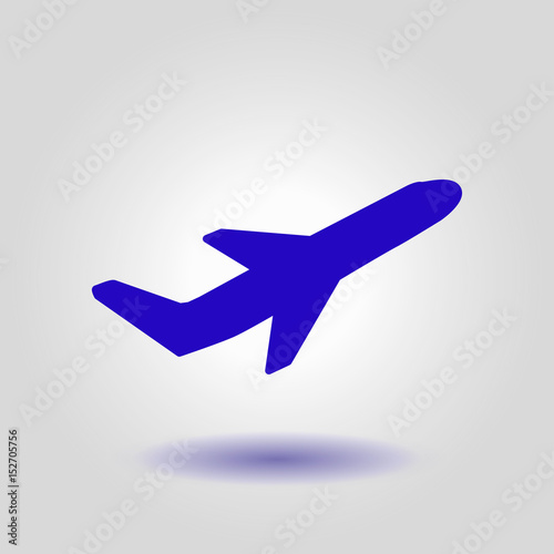 Airplane flight tickets air fly travel takeoff silhouette element. Plane symbol. Travel icon. Flat design. 
