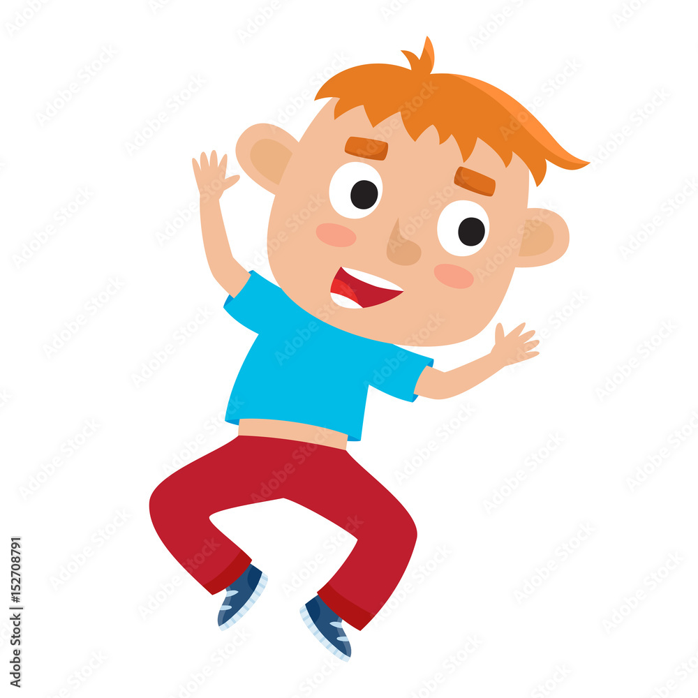Vector cartoon illustration of little redhaired boy-dancer isolated on white Vector cartoon illustration of little redhaired boy-dancer isolated on white