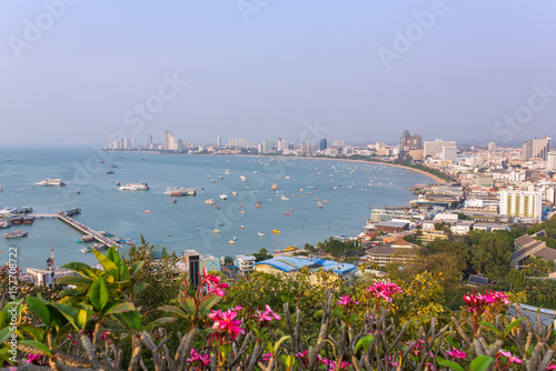 Panorama view of Pattaya city in Thailand. Day time