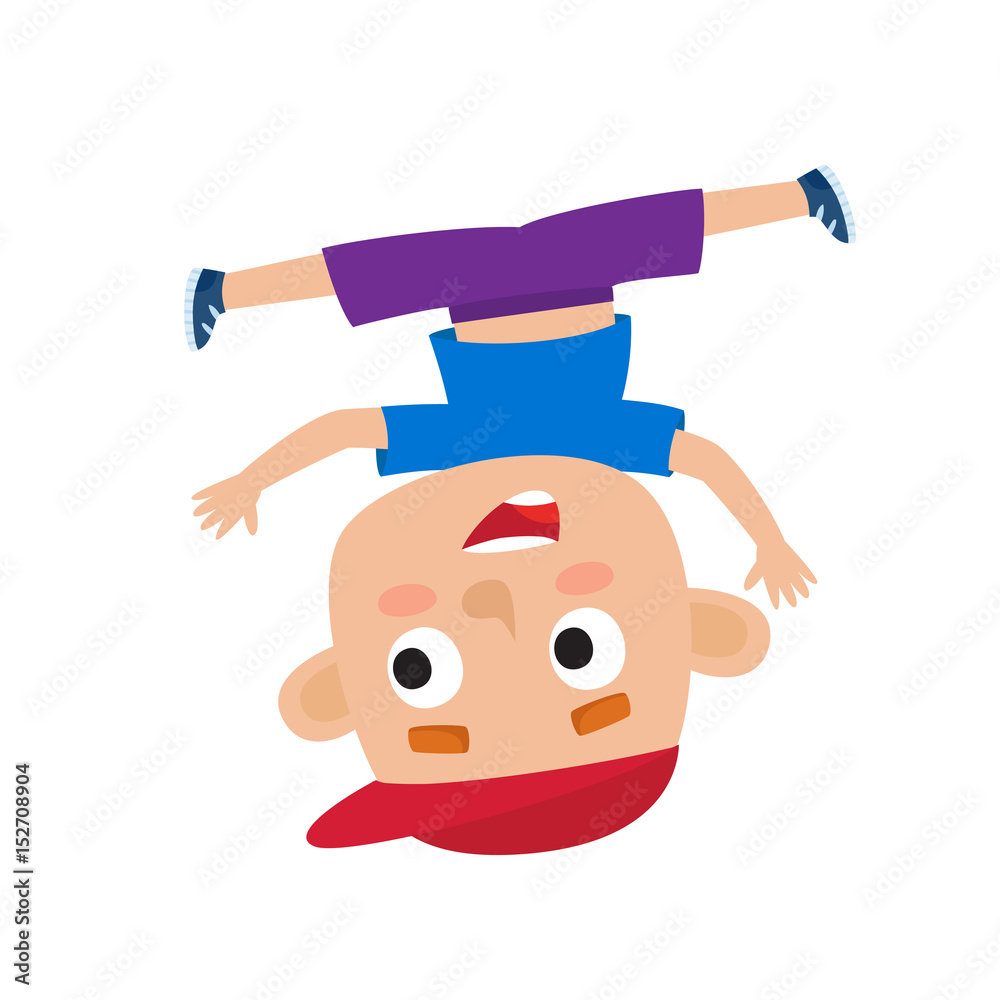 Vector cartoon illustration of little boy-dancer isolated on white Vector cartoon illustration of little boy-dancer isolated on white