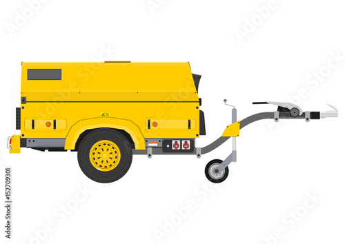Mobile generator. Side view. Flat vector.