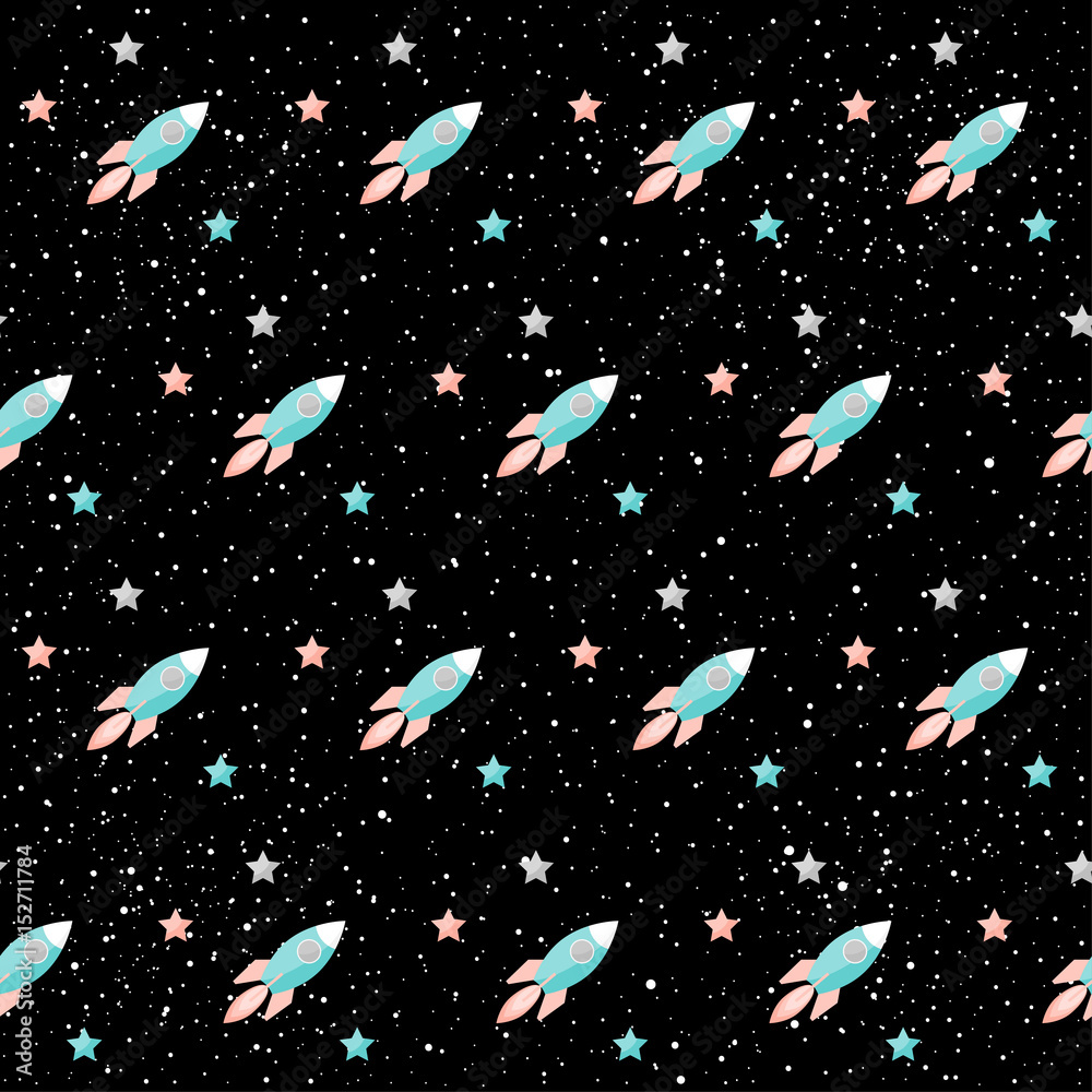Handmade cosmic seamless pattern background. Handmade cosmic seamless pattern background.