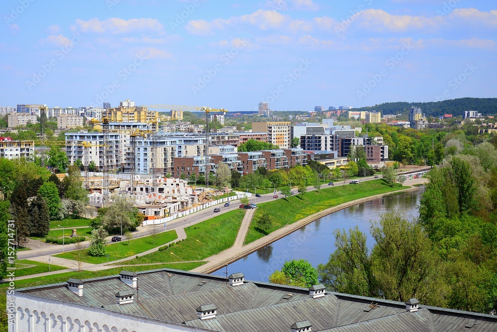 Vilnius town aerial view from Gediminas hill