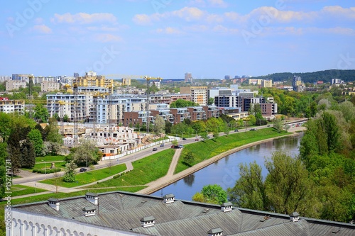 Obraz na płótnie Vilnius town aerial view from Gediminas hill w salonie