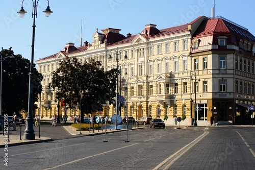 Vilnius town center street and house on August 23, 2015
