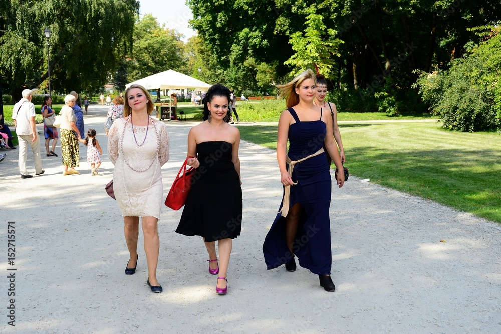 Girls in bernardinu garden in Vilnius town on August 23, 2015